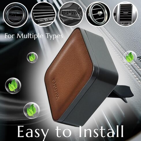 Premium Quality Car Air Freshener Leather and Metal Design Scent Vent Clip Diffuser,New Natural Fragrance Diffuser for Car with 3 Refill Scented Discs and Gift Box(Truffle Brown) in Saudi Arabia