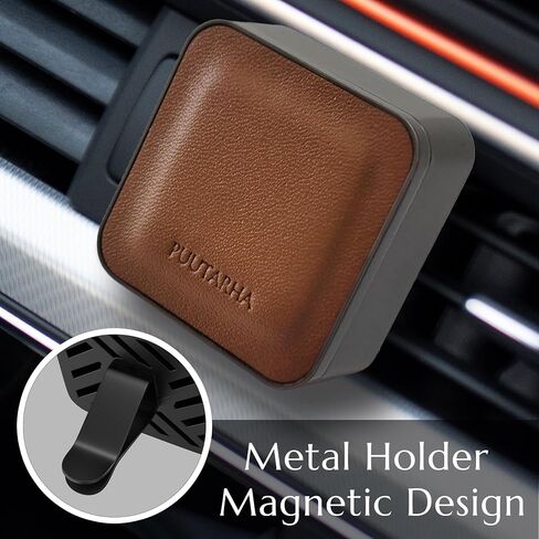 Premium Quality Car Air Freshener Leather and Metal Design Scent Vent Clip Diffuser,New Natural Fragrance Diffuser for Car with 3 Refill Scented Discs and Gift Box(Truffle Brown) in Saudi Arabia