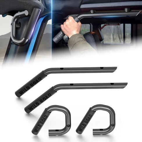 Red Grab Handles for 2007–2018 Jeep Wrangler JK JKU Front & Rear Roll Bar Assist Grips, Compatible with Rubicon Sport Sahara 2/4 Door, Heavy-Duty Off-Road Handle Kit Interior Accessory Aluminum in Saudi Arabia