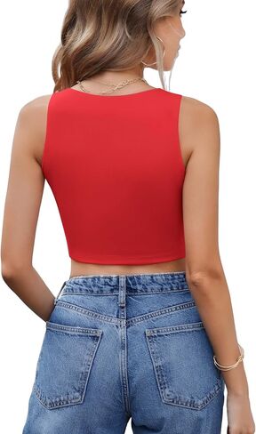 Avidlove Crop Tops for Women Crew Neck Basic Tank Sexy Double Lined Seamless Crop Going Out Summer Tops in Saudi Arabia