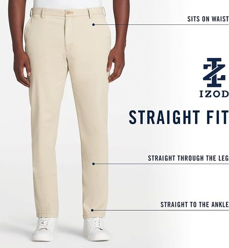 IZOD Men's Saltwater Stretch Flat Front Straight Fit Chino Pant in Saudi Arabia