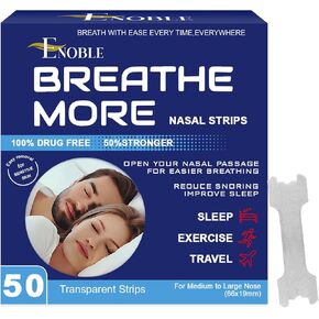 Breathe More Nasal Strips – Transparent | Medium-Large Nose | Instant Relief | 50 Count | Extra Strength | Sensitive Skin | Drug-Free | Reduce Snoring & Nasal Congestion from Colds | Improves Sleep