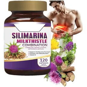 Pastillas para el hígado graso | Silimarina para el hígado graso | 120 Capsules with Silymarin, Dandelion, Fennel, Complex B, Licorice.