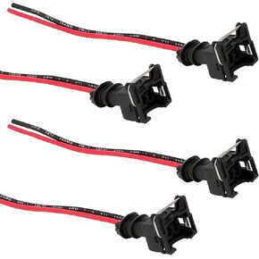 4 PCS Car Fuel Injector Connector, Copper Core Plug Fuel Injector Wiring Harness, Waterproof Shell Injector Connector Socket, Standard Specification Accessories for Cars (Black)