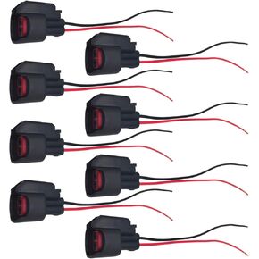 Fuel Injector Pigtail Connector, EV6 Injector Plug with Wiring Harness, Waterproof Plug and Play Fuel Injector Adapters, Compatible with Buick Cadillac Chevrolet Dodge Ford (Black)