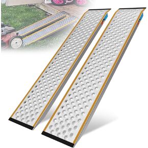 Aluminum Shed Ramp 2PC, 4' Long 8" Wide Loading Ramp for Riding Mower, 880 lbs Capacity for Lawn Mower, ATV, Motorcycle, Lightweight Sturdy Anti-Slip Ramps with Punch Plate Surface