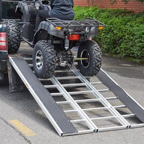 Tri-Fold Snowmobile Ramp, 85" L x 54" W Snowmobile Loading Ramp, 1500LBS Capacity Truck Ramp for Loading ATVs, UTVs, Lawn Mowers, Garden Tractors, Motorcycles, Dirt Bikes