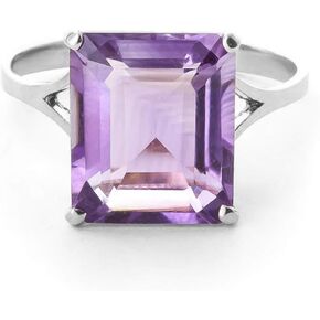 Galaxy Gold GG 14k White Gold Natural Octagon-shaped Purple Amethyst Ring