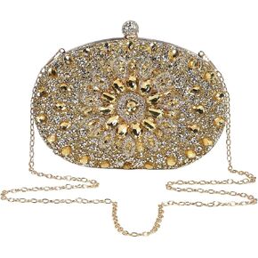 SweatyRocks Women's Sparkly Rhinestone Clutch Purses Prom Evening Bags with Chain Strap