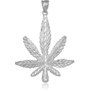 Men's High Polish 925 Sterling Silver 420 Pot Ganja Weed Cannabis Charm Marijuana Leaf Pendant