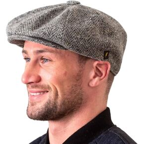 قبعة NEWERING للرجال Donegal Tweed 8 قطعة إيرلندية ، مصنوعة في أيرلندا (Gray ، X-Large)