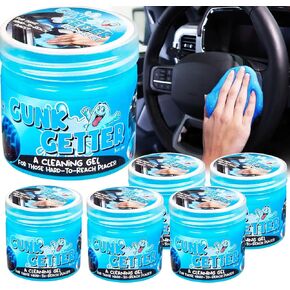 6 Pack, Cleaning Gel for Those Hard to Reach Places, Automotive Cup Holder Electronic Keyboard Office, Slime Gel Cleaner Dust Crumb Removal