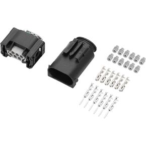 6 Pin Car Throttle Connector Plug Kit Compatible for Mercedes-Benz for BMW, Waterproof 0.6mm Series Plastic Black Male Female Wire Terminal Connector