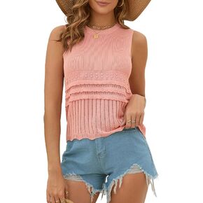 نساء الصيف محصول الخزان متماسكة قمم سترة الخزان طاقم الرقبة بلا أكمام شحمة سرة الكروشيه كروشيه سترة 2025 الصيف in Kuwait