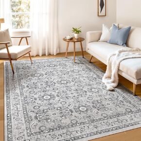 WITSHOCK Living Room Area Rugs 8x10: Soft Non-Slip Backing Washable Rugs Vintage Large Carpet for Bedroom Office Dining Room Kitchen Stain Resistant Home Decor Rug，Camel