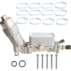 926-959 Aluminum Oil Cooler Filter Housing with Aluminum Cap and Sensors Compatible with 2011-2016 Chrysler 200 300 Charger Challenger Journey Wrangler Ram ProMaster 3.6L