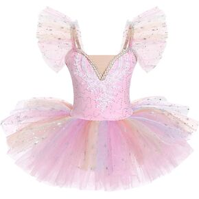 Odasdo Girls Ballet Leotard Dress Puffy Tutu Tulle Princess Dresses Kids Ballerina Swan Lake Stage