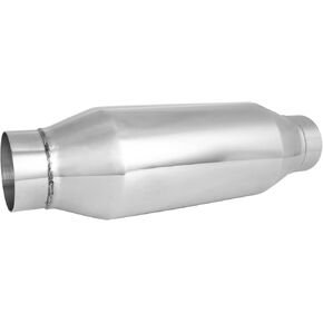 2" Universal Resonator, Straight Through Performance Muffler, 13" Overall Length, 304 Stainless Steel Welded On Resonator Muffler, Polished