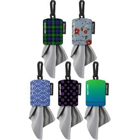 SPUDZ Ultra Variety Pack | Five 6" x 6" Microfiber Towels w/Neoprene Pouches | Premium Microfiber Cleaning Cloths for Laptops, Lenses, Cameras, Screens, and More | 5 Color Variety Pack | Pretty Pack