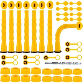 Gas Can Spout Replacement(8 Kit-yellow) For most 1/2/5/10 Gallon Gas Cans, Flexible Gas Can Nozzle Replacement with Gas Can Vent Caps, Spout Cover, Base Caps Fuel Can Spout Replacement