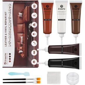 Leather Repair Kit for Furniture, Leather Couch Repair Kit for Car Interior, Car Seats, Sofa, Jacket and Purse, Vinyl Repair Kit with Color Matching Guide, Restores Artificial, Genuine Pleather