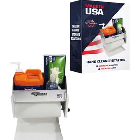 Pit Posse 454 Hand Cleaning Station Cabinet and Paper Towel Holder - Made in USA - Garage Enclosed Race Trailer Automotive Mechanics Shop Storage Organizer Aluminum (Silver)