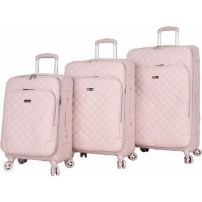 BCBGeneration BCBG Perf-ECT Luggage-3 قطع Softside ساحة سبينية قابلة للتوسيع خفيفة الوزن-مجموعة سفر تشمل بحقائب بحجم 20 بوصة ، وحقائب 4 بوصة و 28 بوصة (لحاف وردي)