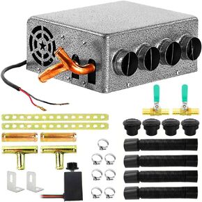 سخان مساعد 12V للسيارة ، 8500BTU المنفخات المزدوجة مع 4 فتحات من السخان الداخلي للسيارات ، وزجاج الأمامي المدمج الشامل ، DEFOGGER للشاحنة ، الجرار ، الميني فان ، UTV