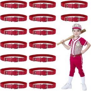 SAYAYA16 PCS Youths Baseball Belts for Boys and Girls Adjustable Elastic Softball Belt Sports Uniform for Game Day, Red