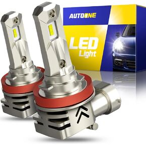 AUTOONE H7 Bulbs, 6500K White Super Bright, Real Mini 1:1 Halogen Size, No Adapter Needed, Non-polarity Plug and Play H7LL Fanless Fog Replacement Bulb, Pack of 2