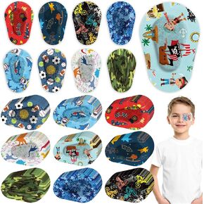 Toulite 90 Pcs Kids Eye Patches Adhesive Eye Patches Girl Boy Cute Toddler Eye Patch Medical Eye Patch for Lazy Eye Amblyopia Cross Eye Baby Eye Patch(Boys Style, 3.3 x 2.3 Inch)