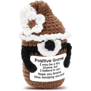 Inspiring Crochet Animals Handmade Positive Gnome, Emotional Support Crochet Gift for Boyfriend/Girlfriend, Daughter Mom Grandma Women Birthday Gifts Ideas