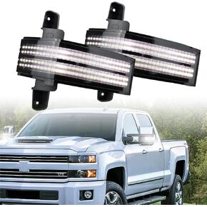 LED Rear Side Mirror Light DRL Amber Sequential Turn Signal Lamp Feature Kit for 2020-2024 Chevy Silverado/GMC Sierra 2500 3500 Pickup Truck,Full LED Side Marker Mirror DRL Lamp,2pc (20-24)