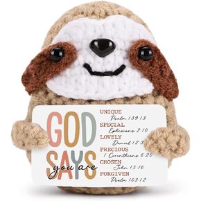Mini Crochet Sloth, Positive Gifts for Women Sister, Small Crochet Animals with Positive Messages for Inspirational Decor, Cute Motivational Birthday Gifts for Friends, Coworkers, Family