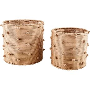 Mud Pie Knot Paper Rope Basket; Small 11" X 11" Dia | Large 13" X 13 1/2" Dia