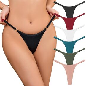 6 Pack G String Thongs, Women Sexy Bikini Low Underwear T Back Breathable Panty
