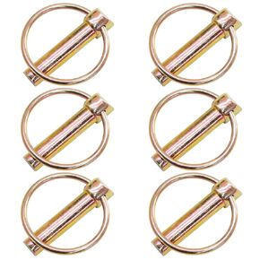 Litoexpe 6 Pcs 3/16 Inch Lynch Pin with Ring, Heavy Duty Round Linch Pins Assortment for Farm Tractors, Trucks, Trailers, Mowers (3/16"x1-7/16")