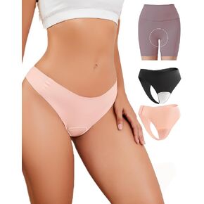 Seamless Workout Thongs for Women - No Show Womens Underwear with Wide Gusset Invisible Panties Nude&Black 2 Pack