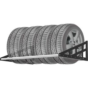 Foozet Tyre Rack Rack Mount ، رف تخزين الإطارات القابل للتعديل 31 "-56" ، رفوف العجلات للمرآب مع قضبان التلسكوبية ، مرآب معلق.