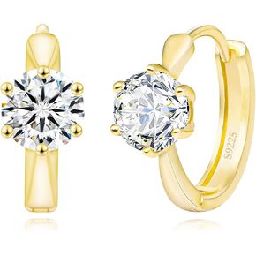 Sereney Sterling Silver Hoop Earrings for Women, 0.5CT 14K Gold Hoops Earrings for Hypoallergenic Earring, Silver Hoop High-Carbon Diamond Earring as Gold Huggie Hoops Earings for Wedding Jewelry