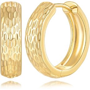 Eloqueen Gold Hoop Earrings 14K Gold Earrings for Women Chunky Earring Vintage Vibes with Timeless and Modern Shape Dainty Chunky Hoop Earring for Women Trendy 20mm