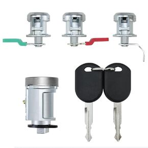 for Ford F150 2004-2014, F250 2008-2016, F350 2008-2016 Ignition Switch Lock Cylinder & Door Lock Cylinders & Pickup Tailgate with Lock Pawl Lever Set W/2 Chip Keys Replace# 924-717+DL5885(with Chip)