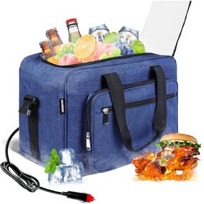 26Qt 12V Portable Car Cooler and Warmer Bag - Iceless Electric Fridge for Vehicles, USB/AC/DC Powered, 25L Heavy-Duty Mini Refrigerator for Truckers, Travel, Road Trips (Cool & Heat)