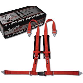 Aces Racing (Single) 4 Point Harness with Padding and EZ Buckle Technology (Red)