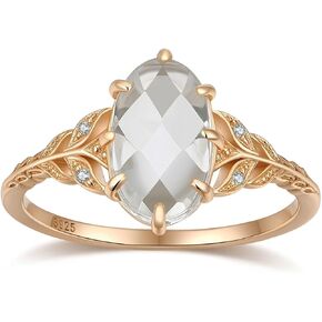 Green Amethyst Ring Oval Prasiolite Quartz Promise Ring Pale Green Rings Vintage Antique Unique Jewelry