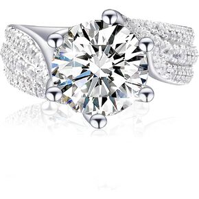 3CT Moissanite Ring for Women - 925 Sterling Silver Moissanite Engagement Ring Jewelry Moissanite Promise Ring 3 Carat Wedding Ring Anniversary Birthday Valentine Gift