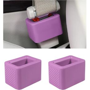 2 PCS Seat Belt Buckle Holder, Silicone Seatbelt Buckle Booster for Rear Seats, Seat Belt Buckle Holder to Make Receptacle Stand Upright for Easy Access, Car Accessories (Black)