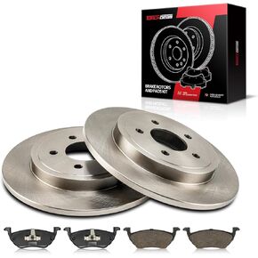 Torchbeam Rear Brakes and Rotors Kit Brake Pads Brake Rotors and Pads for Ford 2005-2007 Escape 3.0L, Ford 2005-2008 Escape 2.3L, Mercury 2005-2007 Mariner 3.0L,Brake Rotors + Ceramic Pads Kit