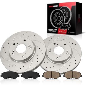 فرامل Torchbeam الأمامية ودوار مجموعة منصات الفرامل دوارات الفرامل ومنصات متوافقة مع Honda 2003-2010 Accord 2.4L ، دوارات الفرامل + منصات السيراميك