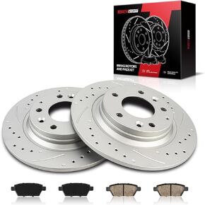 Torchbeam Rear Brakes and Rotors Kit Brake Pads Brake Rotors and Pads for Ford 2006-2012 Fusion, Mazda 2008-2013 6, Lincoln 2007-2012 MKZ, Mercury 2006-2011 Milan,Brake Rotors + Ceramic Pads Kit